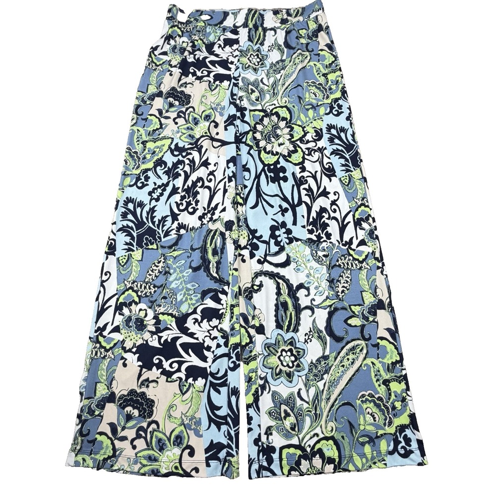 Chico's Artisan Paisley Palazzo Pants Size 1 (M) Relaxed Wide Leg Artistic Boho